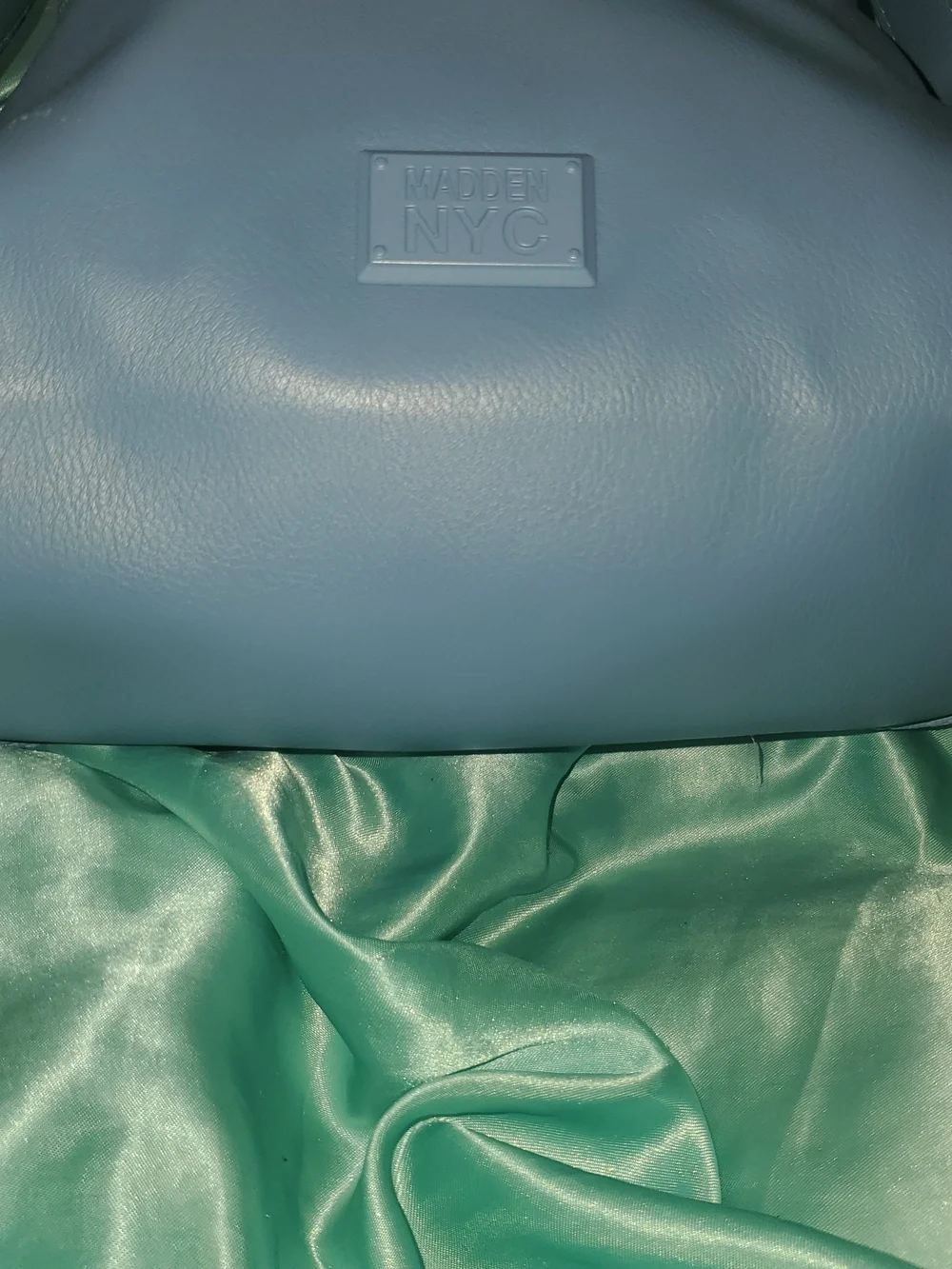 Steve Madden Light Blue Mini Backpack with Silver Hardware